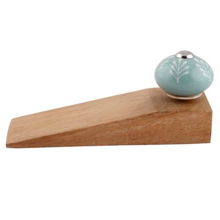 Sea Green Leaf Floral Ceramic Door Stopper